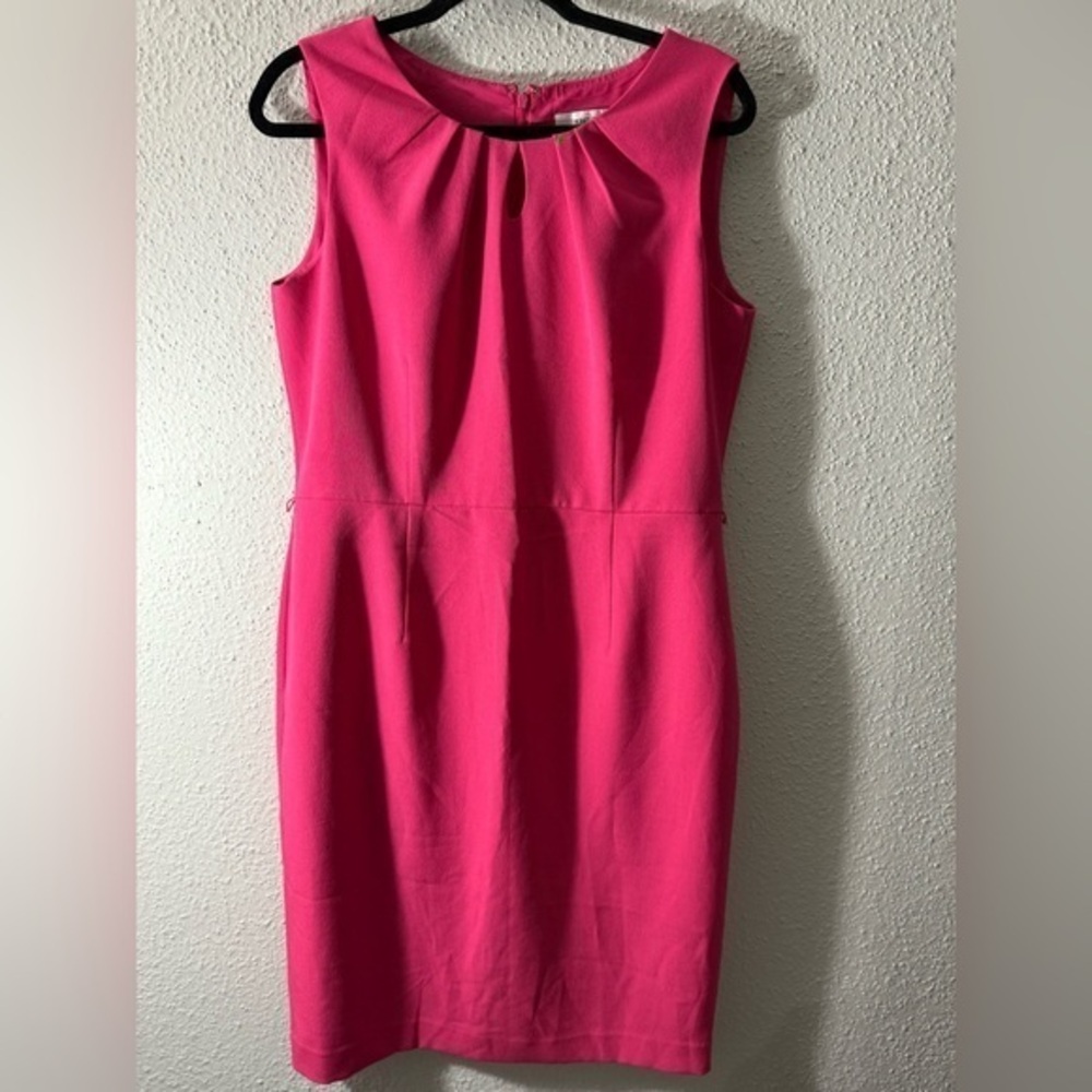 Jones Studio Pink Pleated Sheath Midi Dress Size 12